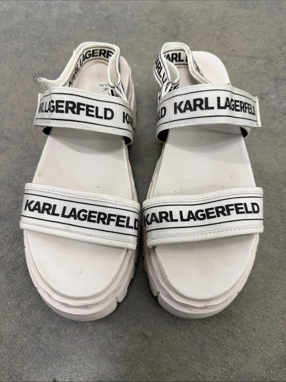 Karl Lagerfeld White Logo Strap Platform Sandals